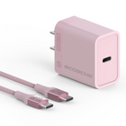 Scosche PowerVolt 20W Power Delivery USB-C Fast Charger & 6' USB-C Braided Cable - Pink-20W USB-C Power Delivery charger offers fast charging