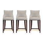 Manhattan Comfort Shubert 22.64" Modern Leatherette Upholstered Counter Stool - Light Grey - 3 Pack-Modern Counter Stool with Backseat Perfect for Counter and Kitchen Use. Set of 3