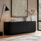 Modway Fortitude 75" Curved Sideboard Storage Cabinet - Black-Wood Grain Laminate Finish
