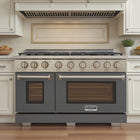 Kucht 48" KFX-X Series Pro Style Natural Gas Range - Stainless Steel/Cement Gray-Product dimensions 27.75" L x 48" W x 36" H
