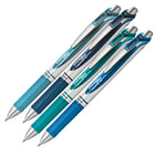Pentel EnerGel Expressions Retractable Gel Roller Pen - 0.7mm - Cool Blue - Assorted Colours - 4 Pack-Rubber grip for writing comfort and control