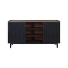 Manhattan Comfort Duane 59.05" Mid-Century Modern Sideboard - Dark Brown and Black-Mid-Century Modern Sideboard and Buffet Stand for Dining Room and Living Room Use