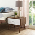 Modway Transmit Nightstand - Walnut White-Smooth Wood Grain laminate
