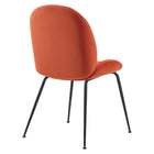 Modway Scoop Black Powder Coated Steel Leg Performance Velvet Dining Chairs - Orange - 2 Pack-Assembly Required