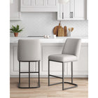 Manhattan Comfort Serena 17.71" Modern Leatherette Upholstered Counter Stool - Light Grey - 2 Pack-Frame Made of Metal with Matte Black Finish