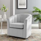 Modway Prospect Performance Velvet Swivel Armchair - Light Grey-Performance Velvet Upholstery