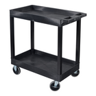 Luxor TUFFY XL Two-Tier Multi-Purpose Utility Cart - 32" W x 18" D - Black-Four 4-inch casters with thermoplastic rubber treads ensure smooth mobility, with two casters equipped with locking brakes for stability