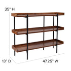 Flash Furniture Mayfair Rustic Wood Grain Finish Storage Shelf with Black Metal Frame-Three Shelves with Raised Border
