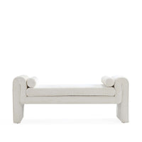 Manhattan Comfort Concord 59" Modern Chenille Upholstered Bench - Ivory-Modern Glam Bench for Bedroom and Living Room Usage