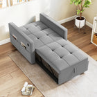 HOMCOM 3-in-1 Convertible Chair Bed with USB Ports - Adjustable Backrest - Side Pocket for Living Room - Grey-Material: Multilayer Board, Foam, Velvet (100% Polyester), Metal 
