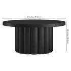Hudson&Canal Olie Round Fluted Coffee Table - 32" W - Black Grain-Features easy assembly