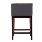 Manhattan Comfort Kingsley 21" Mid-Century Modern Faux Leather Upholstered Counter Stool - Grey and Dark Walnut-Includes Gold Metal Footrest