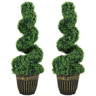 HOMCOM 36" Artificial Topiary Spiral Boxwood Trees in Pot - Green - 2 Pack-Set of two. Beautiful spiral boxwood trees design plant 
