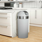 Umbra Venti 16-Gallon (62 L) Trash Can with Swing Top Lid - Grey Steel-62 Gallon Capacity