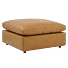 Modway Commix Down Filled Overstuffed Vegan Leather Ottoman - Tan-Contemporary Modern Ottoman