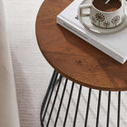 Modway Valeo Round Wood and Metal Side Table - Walnut-Non-Marking Floor Glides