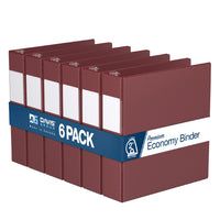 Davis Group Premium Economy Binder - D Ring - 2" - Burgundy - 6 Pack-3 Ring Binder