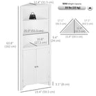 Kleankin Corner Bathroom Cabinet with Double Doors and Adjustable Shelves - White-Consists of two 3-level adjustable shelves to provide more choices for placing diverse essentials
