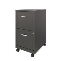 Hirsh Industries Space Solutions 18" Deep Vertical File Cabinet with Casters, 2-Drawer, Metallic Charcoal-2-Drawers file drawers accommodate letter-size hanging file folders.