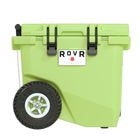 RovR RollR 45 Quart Wheeled Hard Cooler with Telescopic Handle - Matcha-RollR 9’’ All-Terrain inflatable tires effortlessly glide over tough sand, dirt and grass