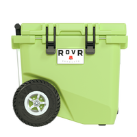 RovR RollR 45 Quart Wheeled Hard Cooler with Telescopic Handle - Matcha-RollR 9’’ All-Terrain inflatable tires effortlessly glide over tough sand, dirt and grass