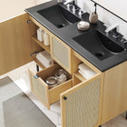 Modway Chaucer 48" Double Sink Bathroom Vanity - Oak/Black-Rattan Weave Doors