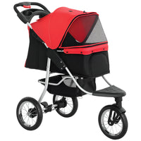 PawHut Luxury One-click Folding Lightweight Pet Stroller - Red-This stroller is designed with a steel frame and Oxford fabric for long-lasting use. 