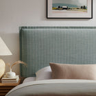 Modway Camille Striped Linen Blend Twin Size Headboard - Spa Blue Stripe-French Seam Detailing