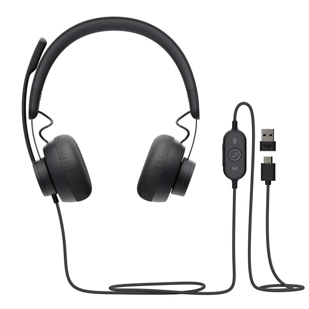 Logitech Zone 750 Wired On-Ear Headset with Advanced Noise