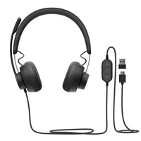 Logitech Zone 750 Wired On-Ear Headset with Advanced Noise-Canceling Microphone-Advanced noise-canceling mic - Sound clear in calls and video meetings, even in a busy environment. Use sidetone control to adjust the volume of your voice