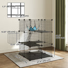 PawHut 3-Tier Cat Cage Crate with 3 Doors, Ladder and Hammock - Black-This cat cage features a ladder, platform and cozy hammock for fun 