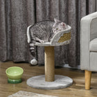 PawHut 19" Small Cat Tree with Scratching Post, Perch and Toy Ball - Grey-High wall on the bed so your cat doesn't accidentally fall off 