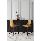 Manhattan Comfort Fifth Avenue 19" Traditional Faux Leather Upholstered Counter Stool - Camel and Dark Walnut - 2 Pack-Frame Made of Solid Beech Wood with Rich Walnut Finish