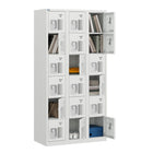 Ceha NH Series 6-Tier Commercial-grade Steel Locker with Front Vents and Recessed Handle - Bank of 3 - Light Grey-High-quality powder-coated steel construction
