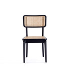 Manhattan Comfort Giverny 18.11" Industry Chic Dining Chair - Black and Natural Cane - Set of 2-Seat Made from Natural Cane