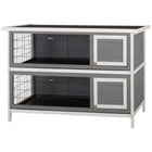 PawHut 2-Tier Wooden Rabbit Hutch - White-Made of solid fir wood known for strength and durability 