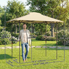 Outsunny 5 ft W x 8.5 ft L Pop Up Grill Gazebo with Shelves - UPF 50+ Outdoor Canopy - Khaki-Two side shelves to keep grilling tools, drinks and food within easy reach