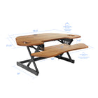 Rocelco 46" Adjustable Sit/Stand Up Corner Desk Riser with Dual Monitor Mount - Teak-CADR raises 18” above desk surface and lowers to 5”