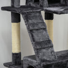 PawHut 68" Multi-Level Large Cat Tree Tower with Condo - Charcoal Grey-Includes 3 mouse-shaped dangling pom-pom toys 