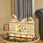 HOMCOM Light Up Christmas Advent Calendar Shop with Countdown Drawers - Village - Natural Wood-Built-in LED lights to light up the Christmas scene 