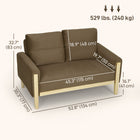 HOMCOM 53" Loveseat Sofa with Solid Wood Legs - Brown-Compact 52.8"/134 cm width suits small apartments perfectly