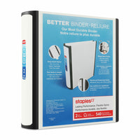 Staples Better Binder - 2" - White-Longer lasting, easier to use