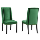 Modway Baron Performance Velvet Dining Chairs - Emerald - 2 Pack-Solid Wood Frame