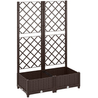 Outsunny Plastic Raised Garden Bed with Trellis - 32" x 16" x 48" -Trellis supports climbing plants for vertical growth

