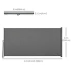 Outsunny Retractable Side Awning with Resistance to UV Rays & Wind - 118" x 63" - Light Grey-Polyester fabric with PA coating is breathable, waterproof, UV-resistant and easy to clean