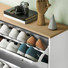 HOMCOM Shoe Cabinet with 4 Flip Drawers in Narrow Design - White-9.3" (23.5 cm) depth saves valuable space in narrow hallways