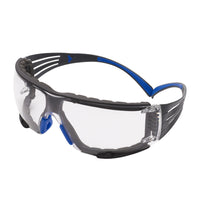 3M SecureFit 400 Series Protective Eyewear with Clear Anti-Fog Lens - Blue/Gray-Optional removable foam gasket for enhanced protection from debris