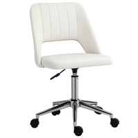 Vinsetto Armless Swivel Computer Desk Chair - Cream White-Simple line design with thick padding for extra comfort