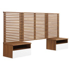 Modway Render 6-Piece Wall Mount Twin Headboard with Nightstands - Walnut White-Headboard and Nightstands Set