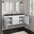 Modway Render 48" Wall-Mount Bathroom Vanity - White/Black-Full-Extension Drawers